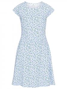 Kidsworld Синее трикотажное платье с цветочным принтом