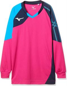 Волейбольная толстовка Mizuno V2MA9021, игровая толстовка с длинным рукавом, для клубных мероприятий, тренировок, для юниоров, ягодный розовый/темно-синий/синий
