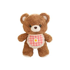 Милый и очаровательный мягкий медвежонок с кружевным клетчатым слюнявчиком, плюшевая кукла животное, высота 25см/35см KUKADI
