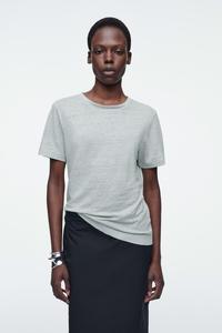 Льняная футболка с круглым вырезом COS, пыльный синий