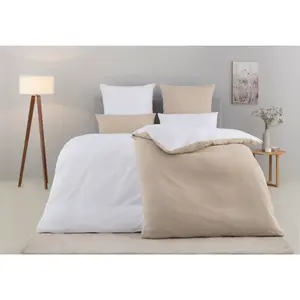 Двустороннее постельное белье мой дом «DESNER2», премиум качества, очень мягкое, однотонное, размером 135х200 см My Home, белый/бежевый