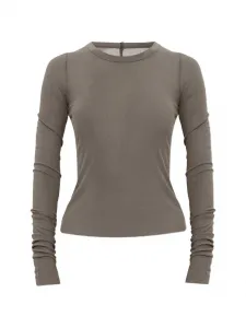 Лонгслив из рубчатой трикотажной ткани Rick Owens, серый