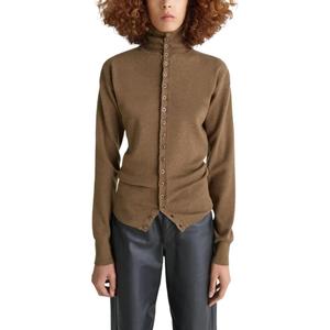 Кардиган на пуговицах с воротником-водолазкой Lemaire, коричневый