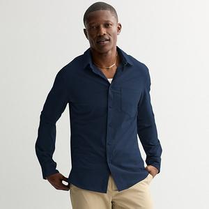 Мужская текстурированная рубашка с длинным рукавом slim-fit Flx, True Navy