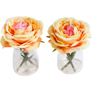 Botanic-Haus искусственный цветок «Роза в стакане», цвет orange