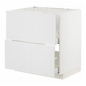 Тумба с раковиной + 2 фасада/2 ящика, белая/Stensund white, 80x60 см, Metod / Maximera IKEA