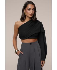 Женский топ на одно плечо в капсульном стиле JLUXLABEL, Black