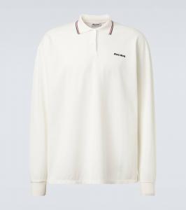 Хлопковая пике-поло Miu Miu, Bianco+Blu+Rosso