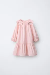 Платье из поплина с бантами Zara, розовый