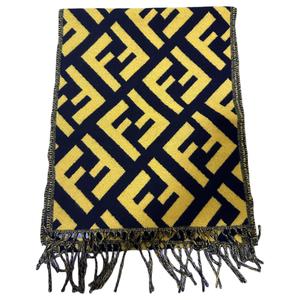 FENDI Кашемировый шарф унисекс черный с желтым, Black Yellow