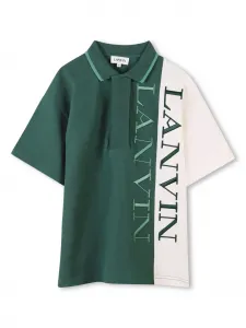 Рубашка поло в стиле колор-блок Lanvin Enfant, зеленый