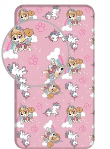 Простыня на резинке Щенячий патруль, собаки Скай, розовая, 90 x 200 + 25 см, 100% хлопок Paw Patrol