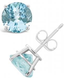 Серьги-гвоздики из стерлингового серебра с аквамарином (2,5 карата) Macy's, Aquamarine