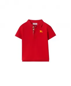 Детская хлопковая рубашка-поло из пике для малышей. Burberry, красный