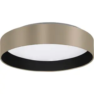 Мой домашний LED-потолочный светильник Juria LED-модуль 1 шт. Нейтральный белый | Теплый белый потолочный светильник Ø38 x H9 см с текстильным/тканевым абажуром, CCT, пульт дистанционного управления My Home, Taupe schwarz