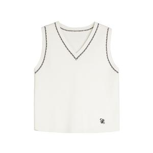 ELLE Топ-майка женская белая с V-образным вырезом и умеренным вырезом на спине