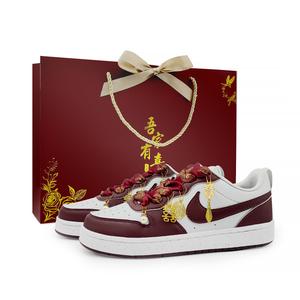 Nike Court Borough с амортизацией, износостойкие низкие кроссовки для скейтборда унисекс красный