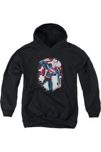 Винтажная худи Superman с капюшоном для молодежи Gildan, черный