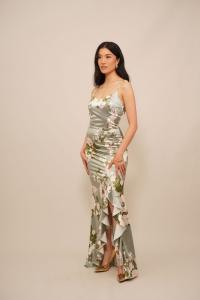 Платье WAL G. EMILY RUFFLE MAXI​, Olive/Green