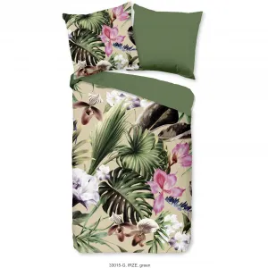 Двустороннее постельное белье «доброе утро» «Ирзе», 100% хлопок, 135х200, молния, двусторонний вид, листья, зеленый Good Morning