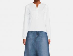 Женская блузка с буфами и планкой в белом цвете FRAME