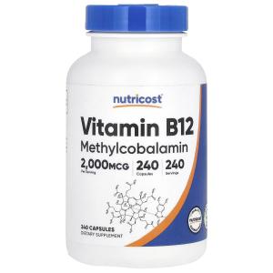 Витамин B12, 2000 мкг, 240 капсул Nutricost
