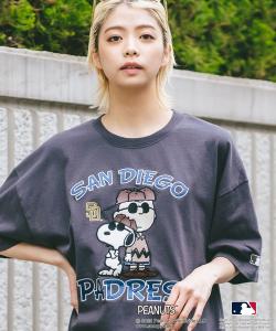 Футболка с принтом Peanuts x MLB, черная