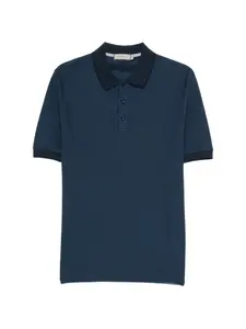 Рубашка поло с отделкой в рубчик Canali, синий