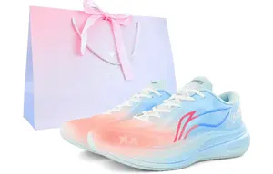 Мужские кроссовки Li Ning Yueying 5 с амортизацией, воздухопроницаемостью и упругостью, низкие, для тренировок и бега на длинные дистанции., светлый warm gradient (синий розовый)