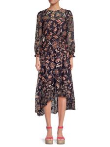 Платье-миди с принтом Eliza J, темно-синий