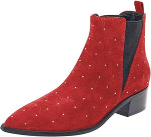 Женские ботильоны FSJ Chelsea с заостренным носком, низкий каблук-блок, украшенные заклепками, удобные стильные замшевые повседневные осенние обувь, размер 4-15 US, Red