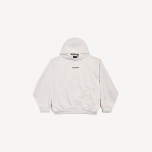 Новый худи Balenciaga с надписью на спине, средний крой, цвет "молочный" (off-white), бежевый