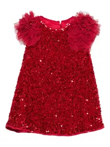 Платье с рюшами, расшитое пайетками Abel & Lula, красный