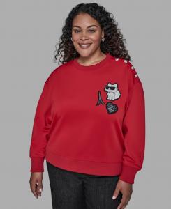 Толстовка с нашивками больших размеров KARL LAGERFELD PARIS, Admiral Red