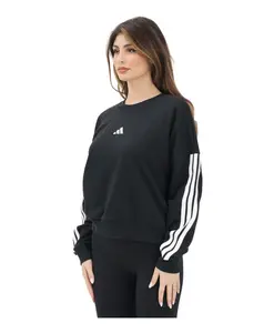 Черный пуловер базового кроя, французская махровая ткань в 3 полоски. Adidas, черный