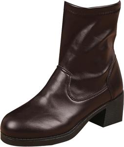 Женские сапоги Unifizz средней высоты с массивным каблуком и округлым носком, осенне-зимняя обувь, Brown