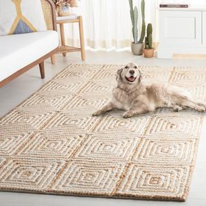 Ковер SAFAVIEH, 244 x 305 см, - коллекция Natural Fiber - большой - Natural & Ivory, ручной работы из джута и шерсти, в стиле фермерского дома, идеально для гостиной, спальни, столовой (NF516A)