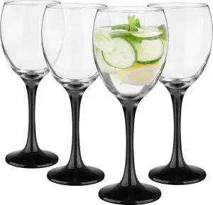 Бокалы для вина GLASMARK с черной ножкой, набор из 4 шт., 300 мл (макс. 325 мл), 4 шт., бокалы для красного вина, винный бокал, бокал для вина VINO на ножке - высокое качество Glasmark KROSNO 1992