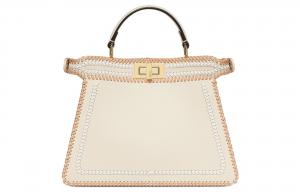 FENDI Сумка через плечо Peekaboo ISeeU из телячьей кожи, маленький размер, женская, камелия белый