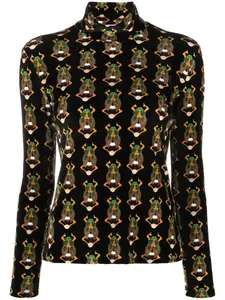 Бархатная футболка с узором La DoubleJ, черный