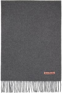 Acne Studios Узкий серый шерстяной шарф с бахромой