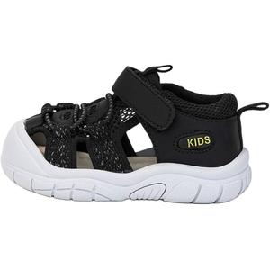 Детские сандалии с противоскользящей подошвой, защитой от ударов и дышащие для детей от 3 до 7 лет QINUOSHU, черный