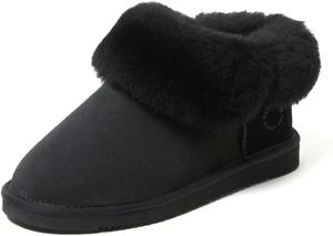 Женские домашние тапочки Dearfoams Fireside с отворотом, из овчины, водоотталкивающие, для дома и улицы Fireside by Dearfoams, Black