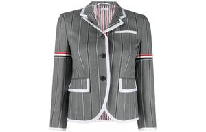 Спортивный блазер в вертикальную полоску THOM BROWNE, серый