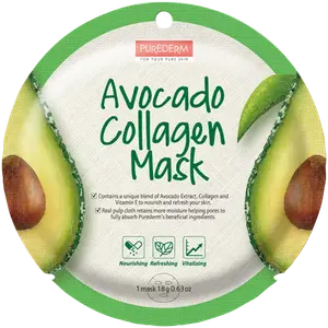 Увлажняющая и лифтинговая маска для лица, 1 шт. Purederm Avocado collagen