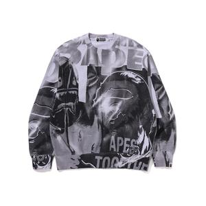 Бейповский свитшот с оверпринтом, расслабленный крой A BATHING APE, черный