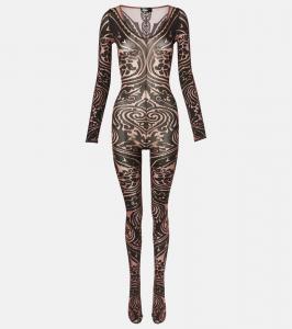 Комбинезон Etro Tattoo с узором пейсли Wolford, Chocolate/Black