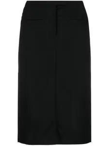 Юбка миди с завышенной талией и логотипом Courrèges, черный