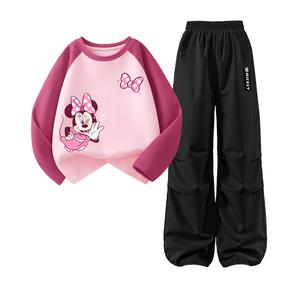 Детская повседневная спортивная одежда Disney, фуксия/черный