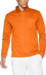 Мужская рубашка-поло с длинным рукавом Glimmer 00314-ABL, с карманом, материал DRY, застежка на пуговицы спереди, плотность ткани 4,4 унции, оранжевый